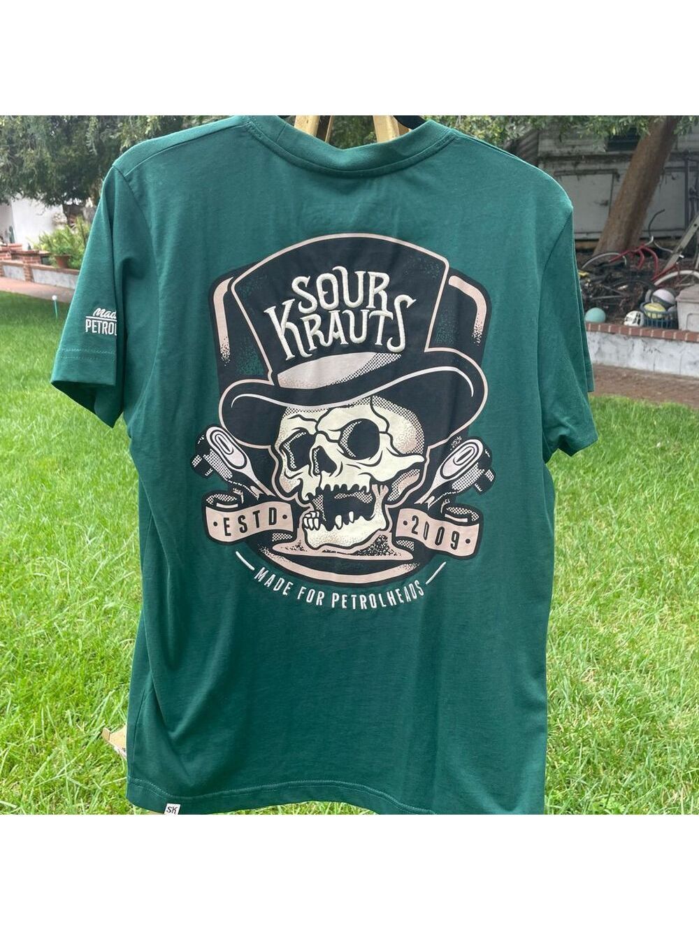 Sourkrauts Made for Petrolheads Dark Green Graphic T-Shirt Medium